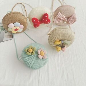 Cute Round Woven kids Crossbody Bags